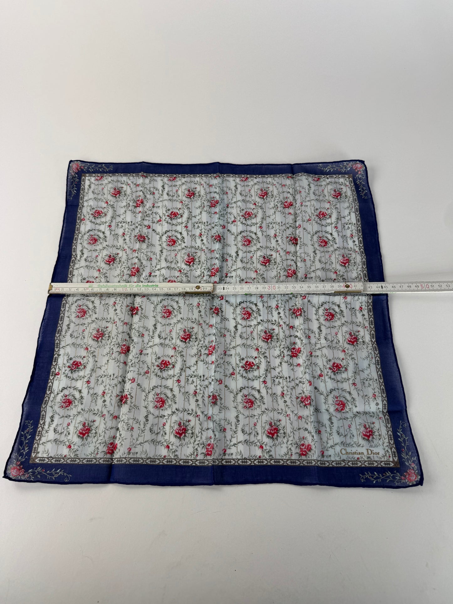 Vintage Dior Floral Scarf Blue