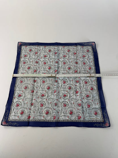 Vintage Dior Floral Scarf Blue