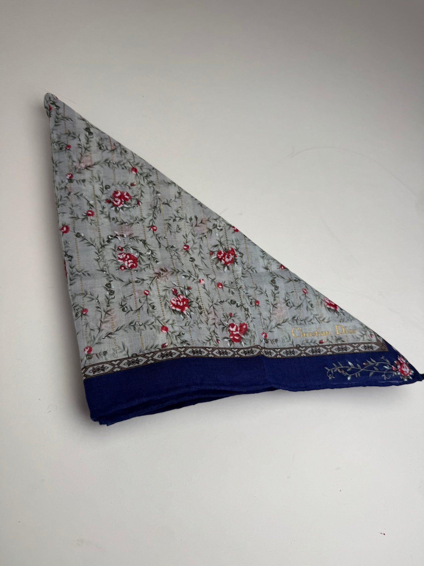 Vintage Dior Floral Scarf Blue