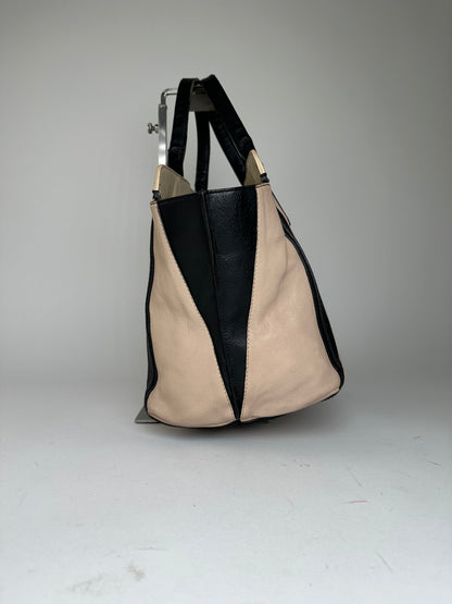 Vintage Chloe Leather Tote Bag Nude Black