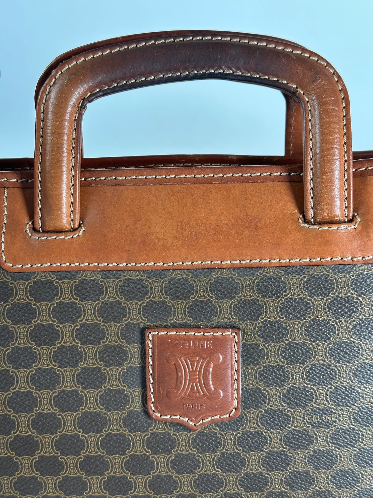 Vintage Celine Paris Leather monogram briefcase brown