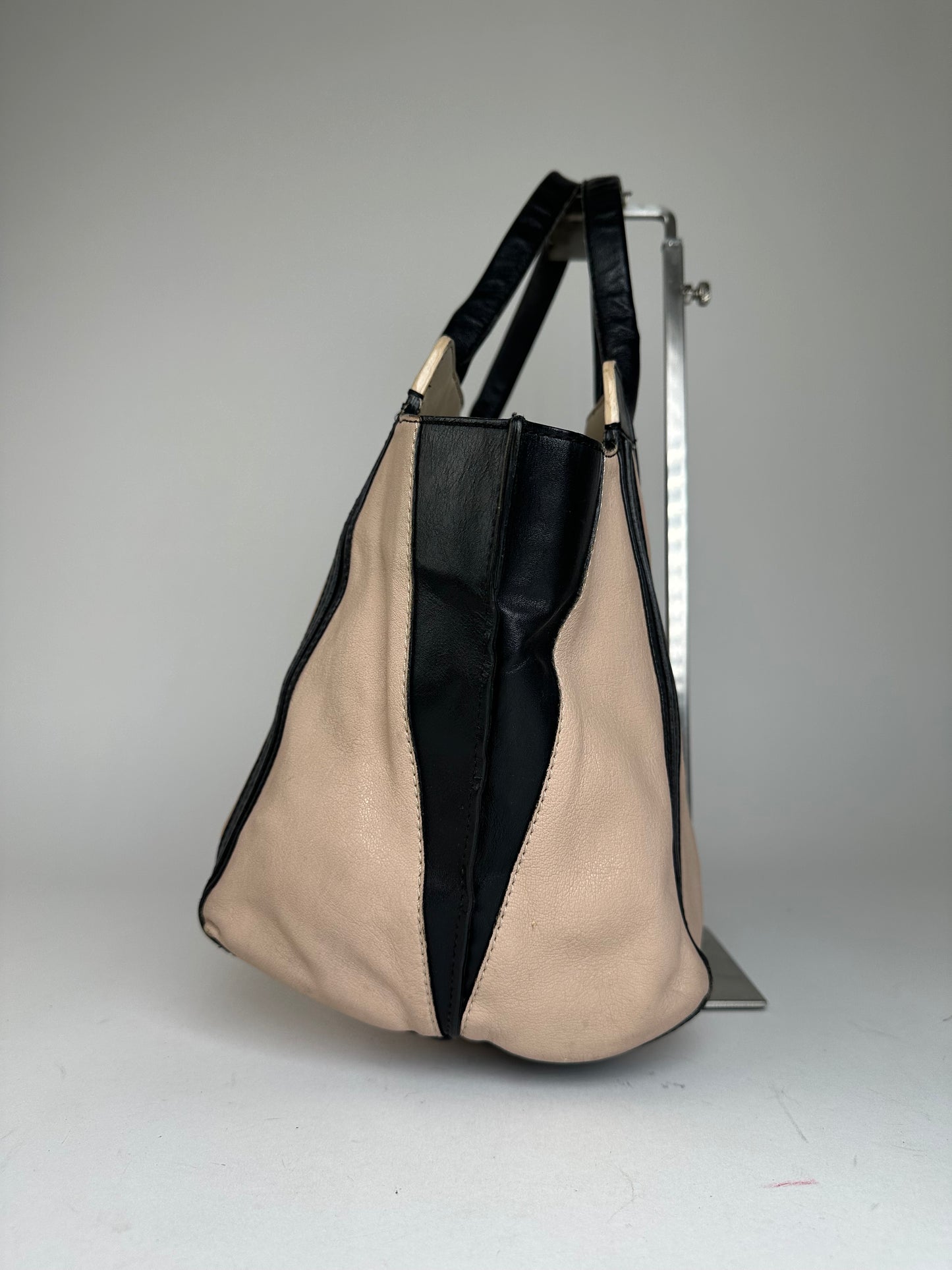 Vintage Chloe Leather Tote Bag Nude Black