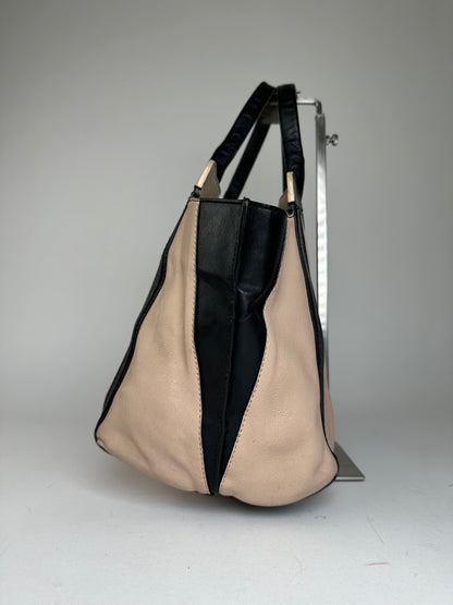 Vintage Chloe Leather Tote Bag Nude Black