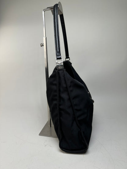 Vintage Gucci Nylon Hobo Bag Black Silver