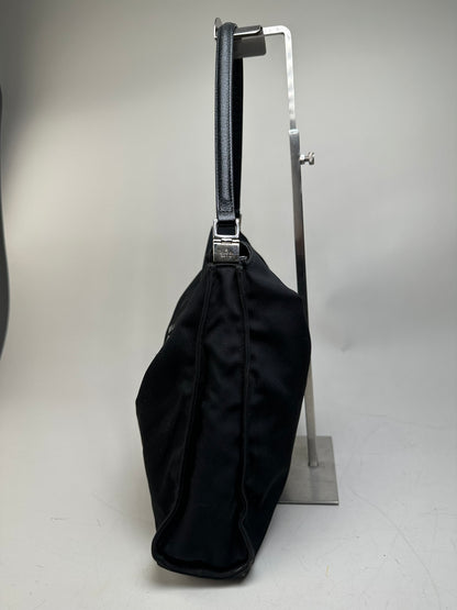 Vintage Gucci Nylon Hobo Bag Black Silver