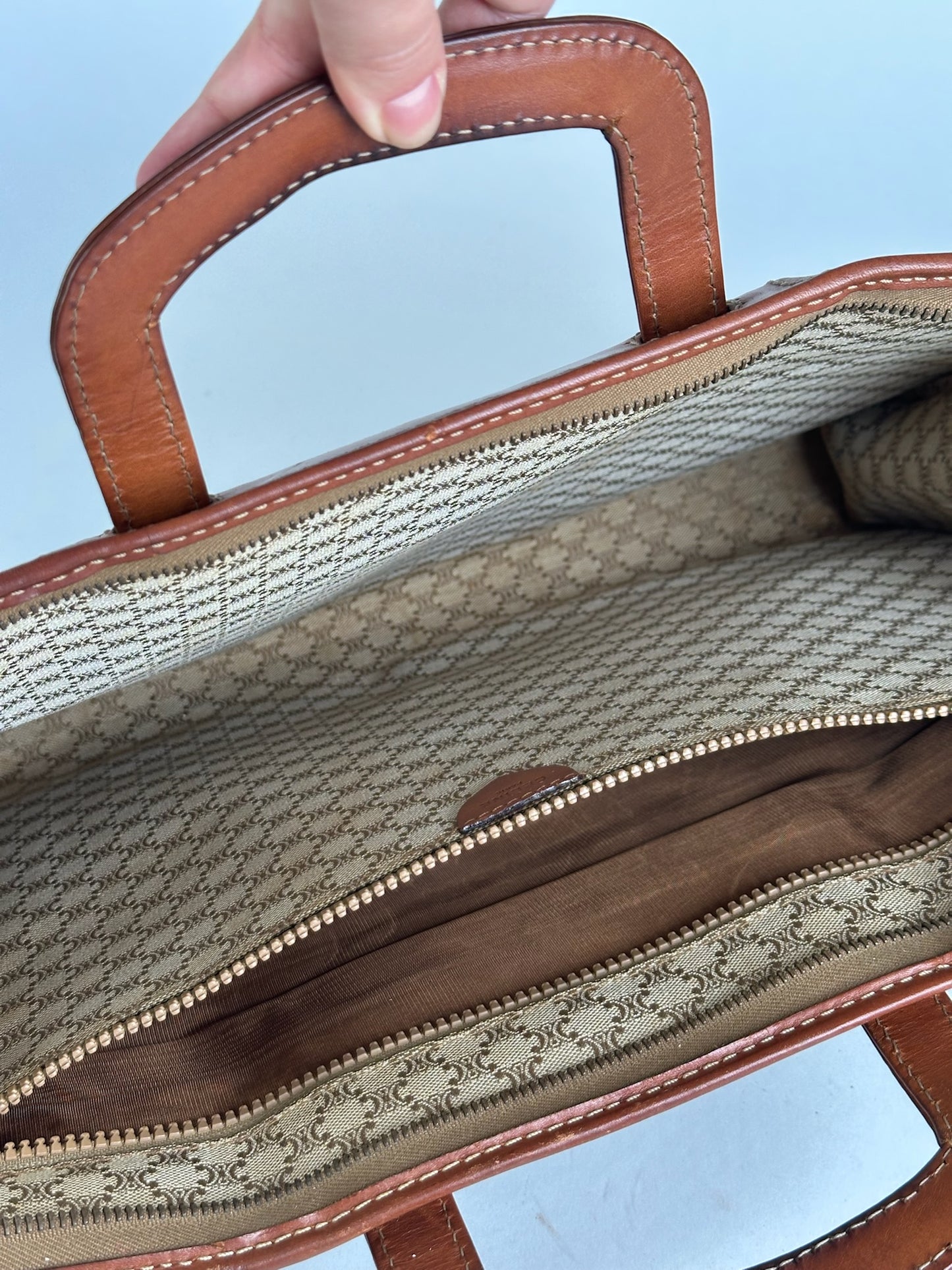 Vintage Celine Paris Leather monogram briefcase brown