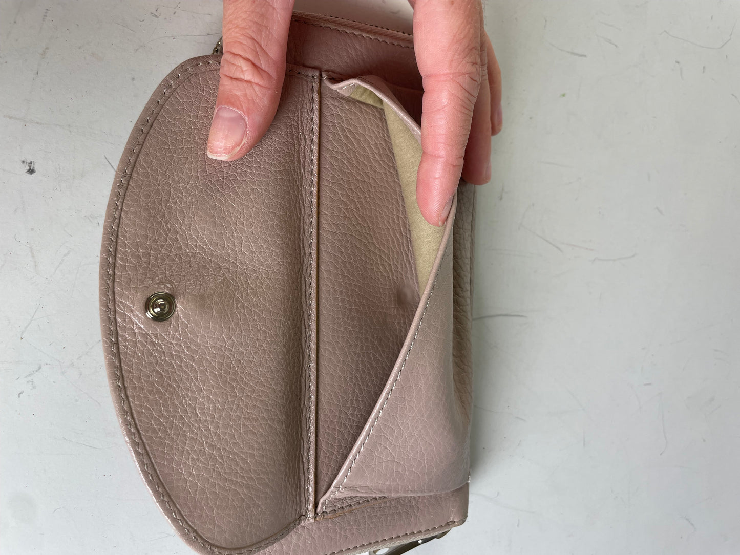 Vintage Chloe Pebbled Leather Zip Wallet Blush Pink Silver