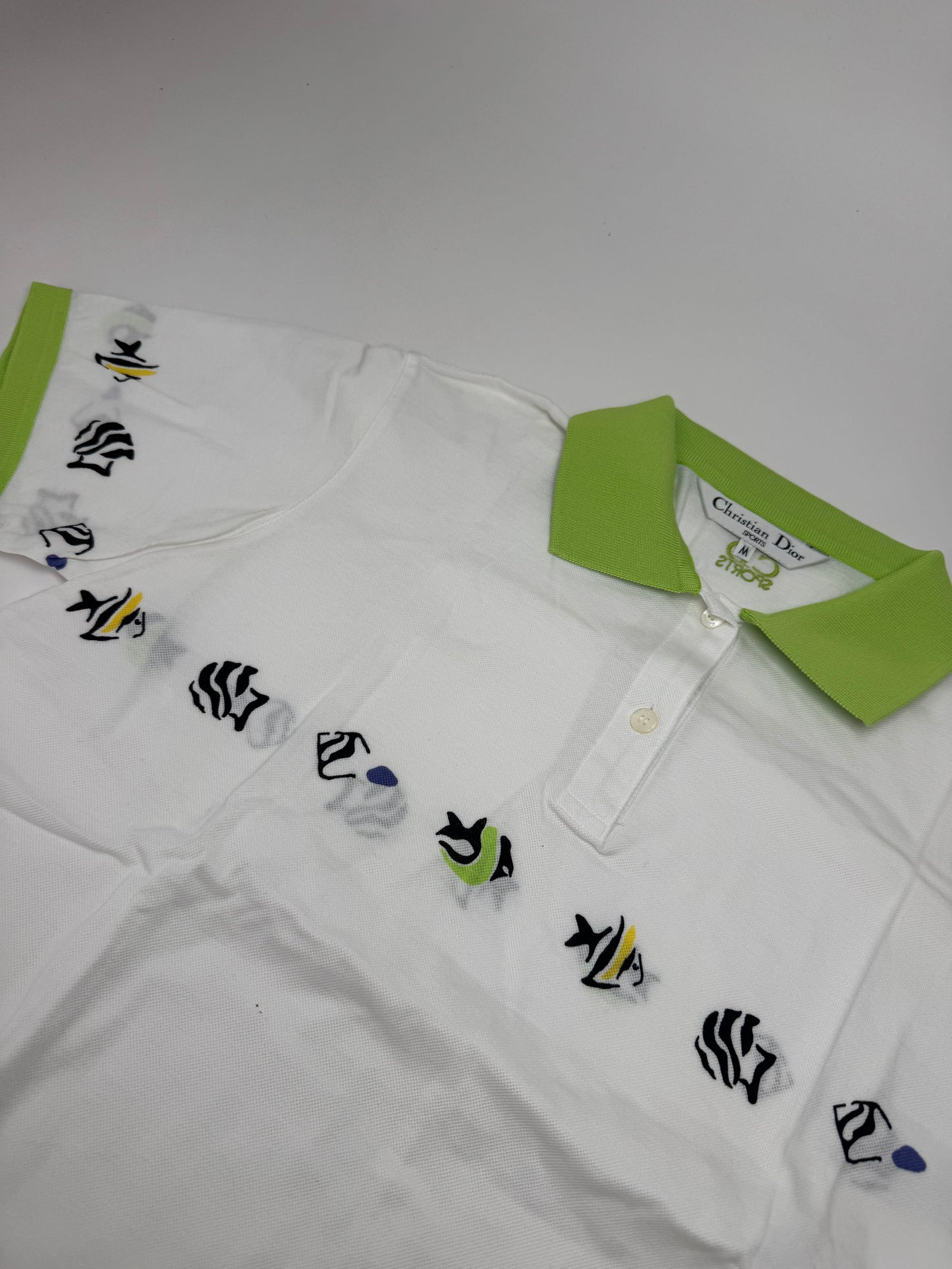 Vintage Dior Polo Shirt White Green M