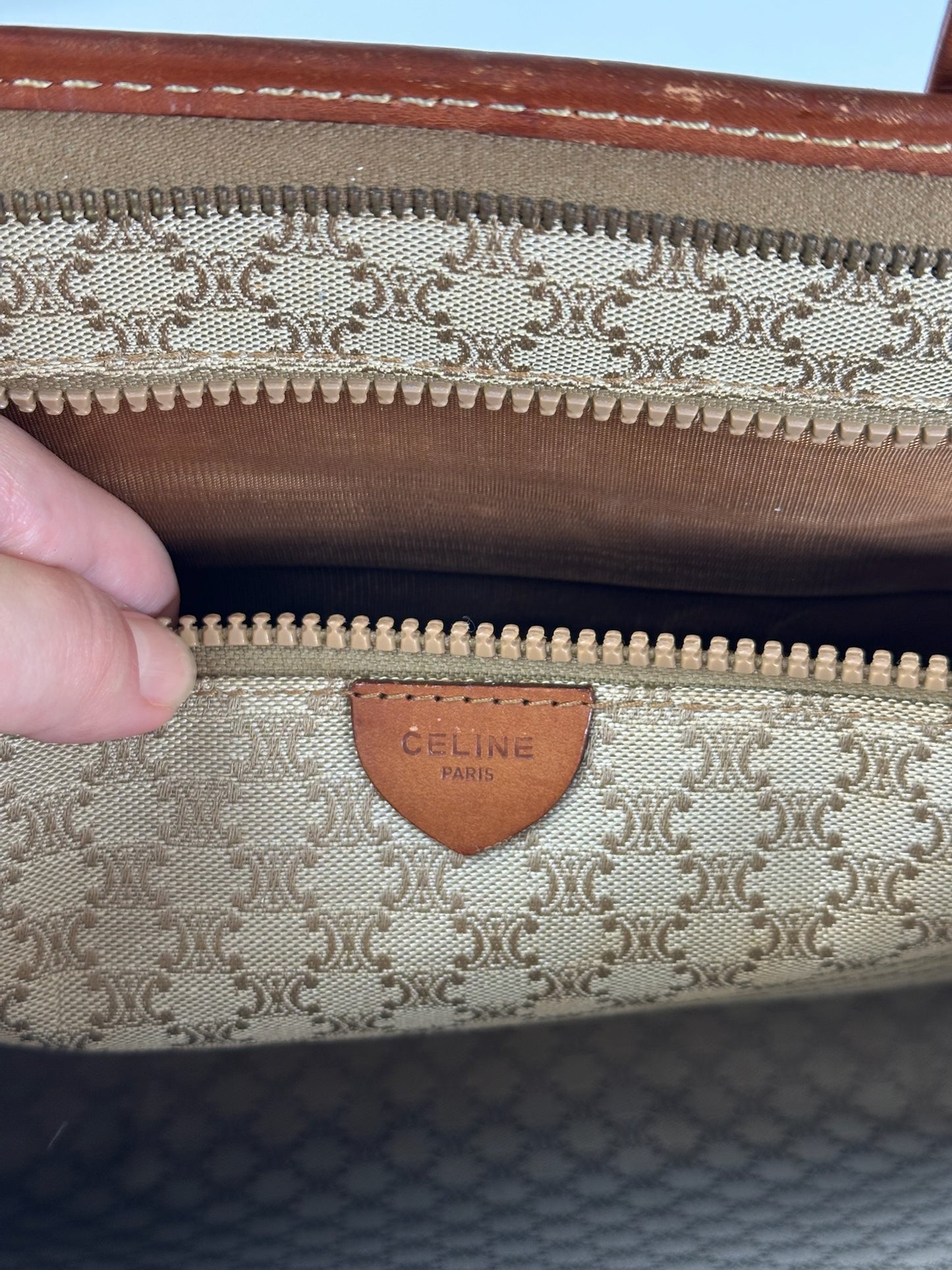 Vintage Celine Paris Leather monogram briefcase brown