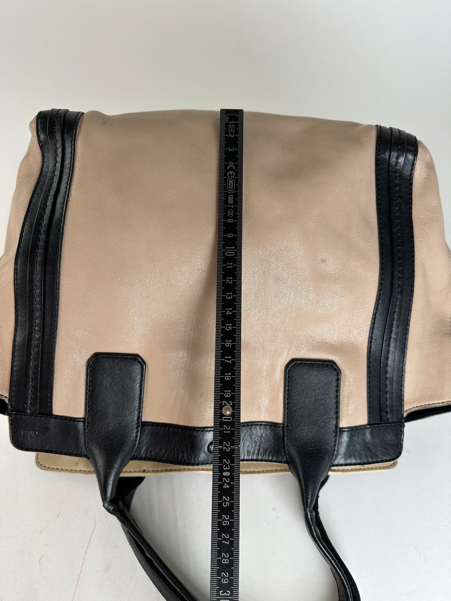 Vintage Chloe Leather Tote Bag Nude Black