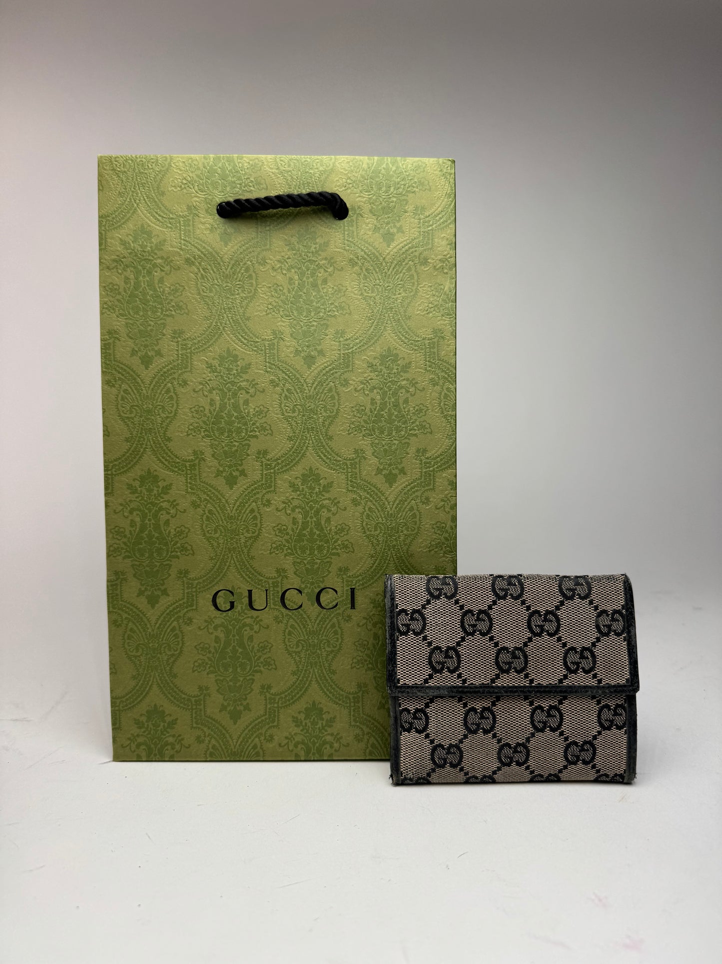 Vintage Gucci Monogram wallet black brown