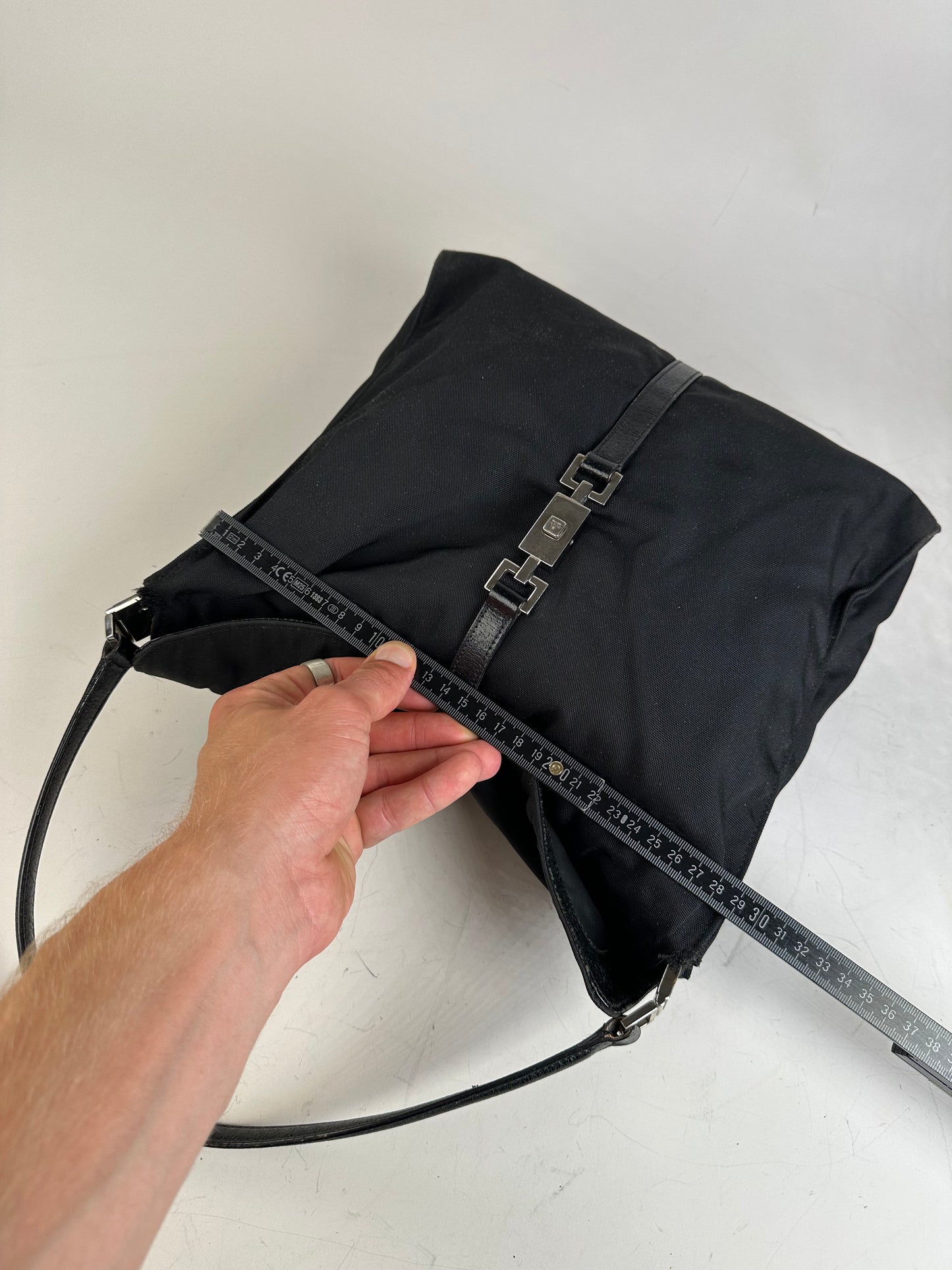 Vintage Gucci Nylon Hobo Bag Black Silver