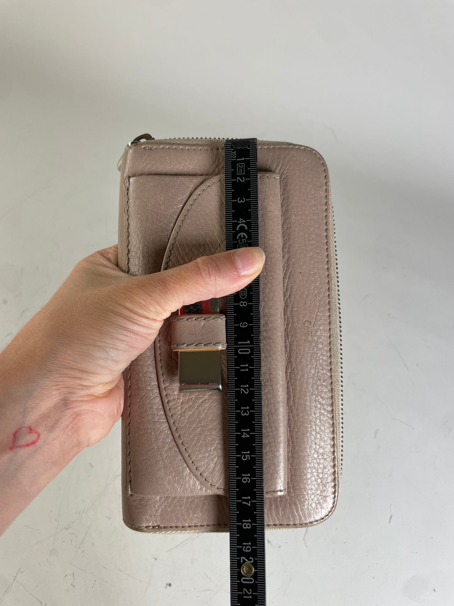 Vintage Chloe Pebbled Leather Zip Wallet Blush Pink Silver