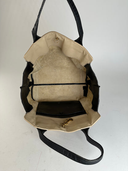 Vintage Chloe Leather Tote Bag Nude Black