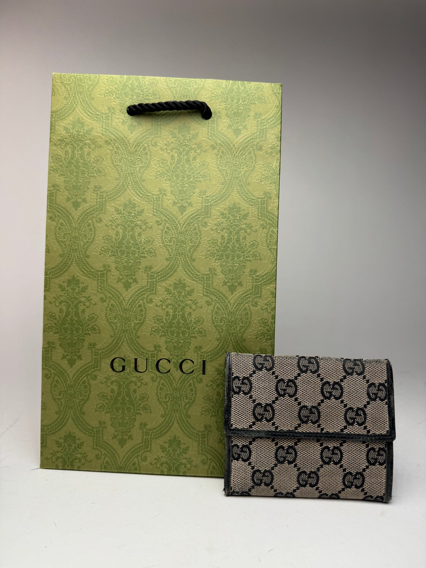 Vintage Gucci Monogram wallet black brown