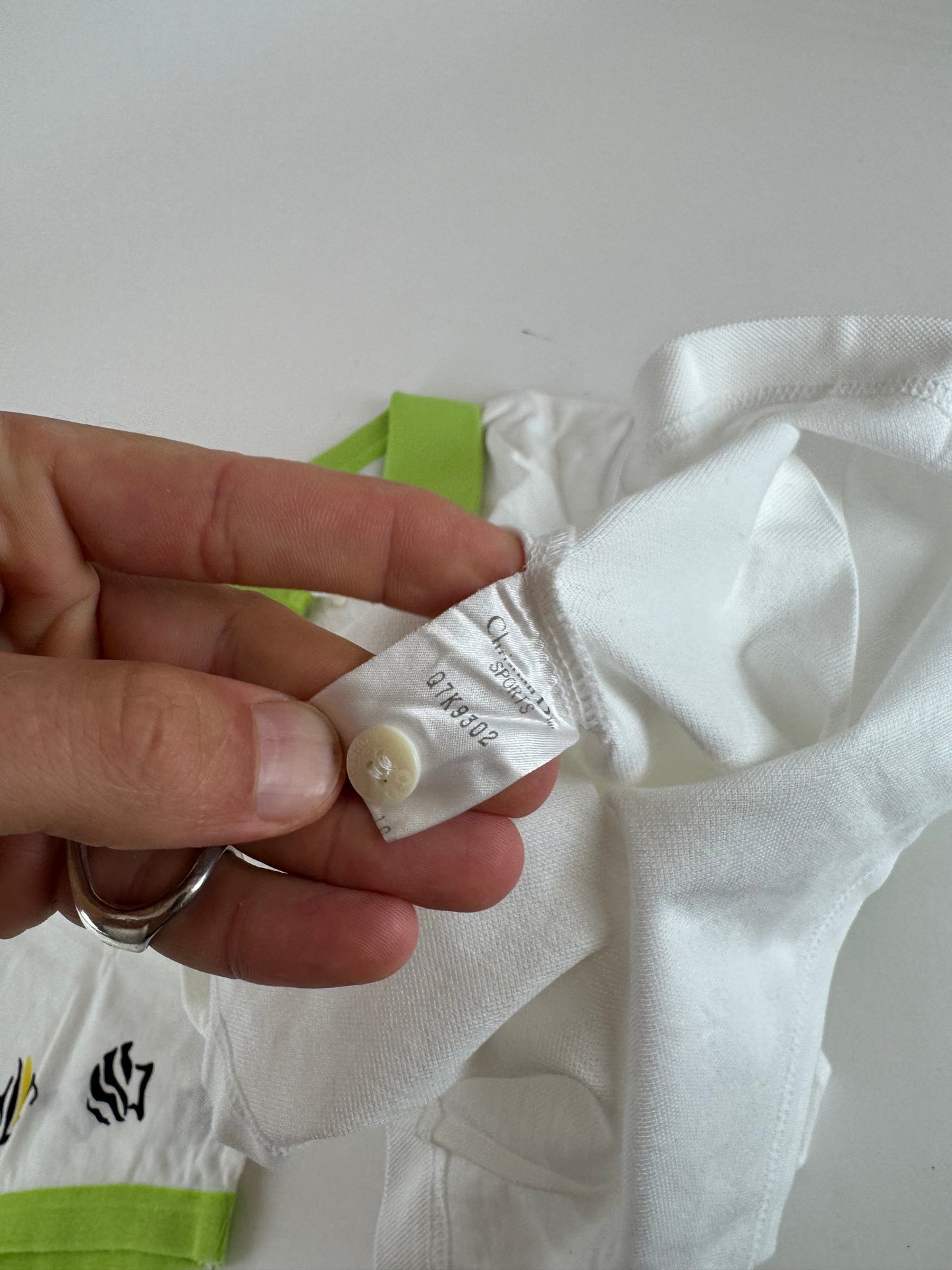 Vintage Dior Polo Shirt White Green M