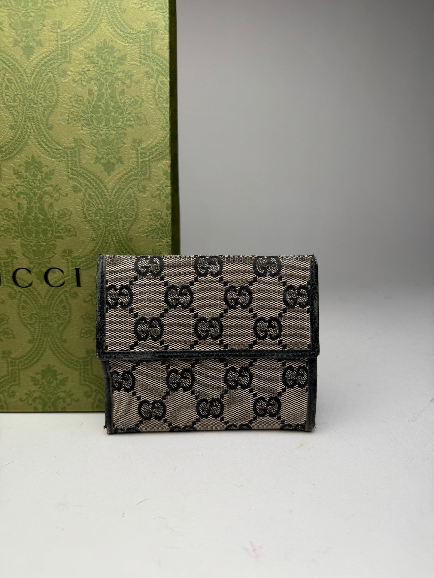 Vintage Gucci Monogram wallet black brown