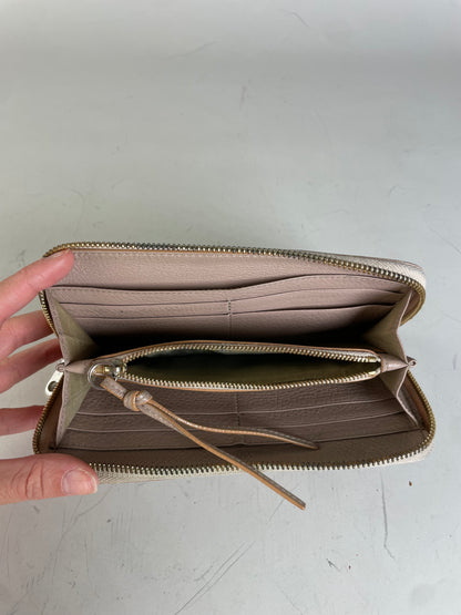 Vintage Chloe Pebbled Leather Zip Wallet Blush Pink Silver