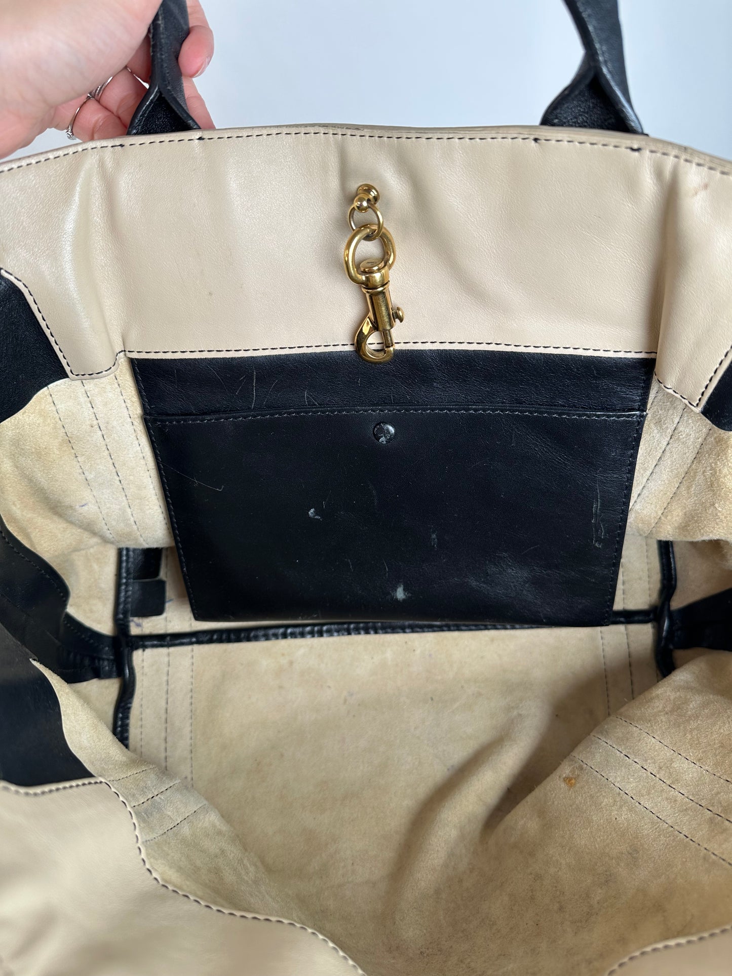 Vintage Chloe Leather Tote Bag Nude Black