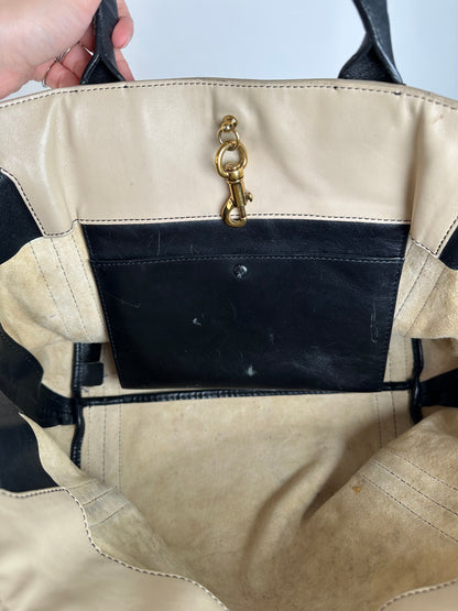 Vintage Chloe Leather Tote Bag Nude Black