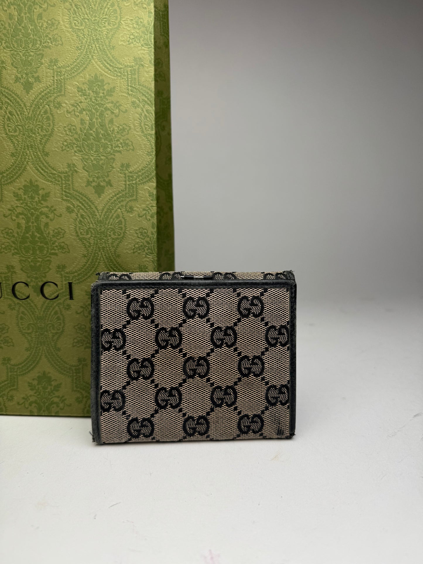 Vintage Gucci Monogram wallet black brown