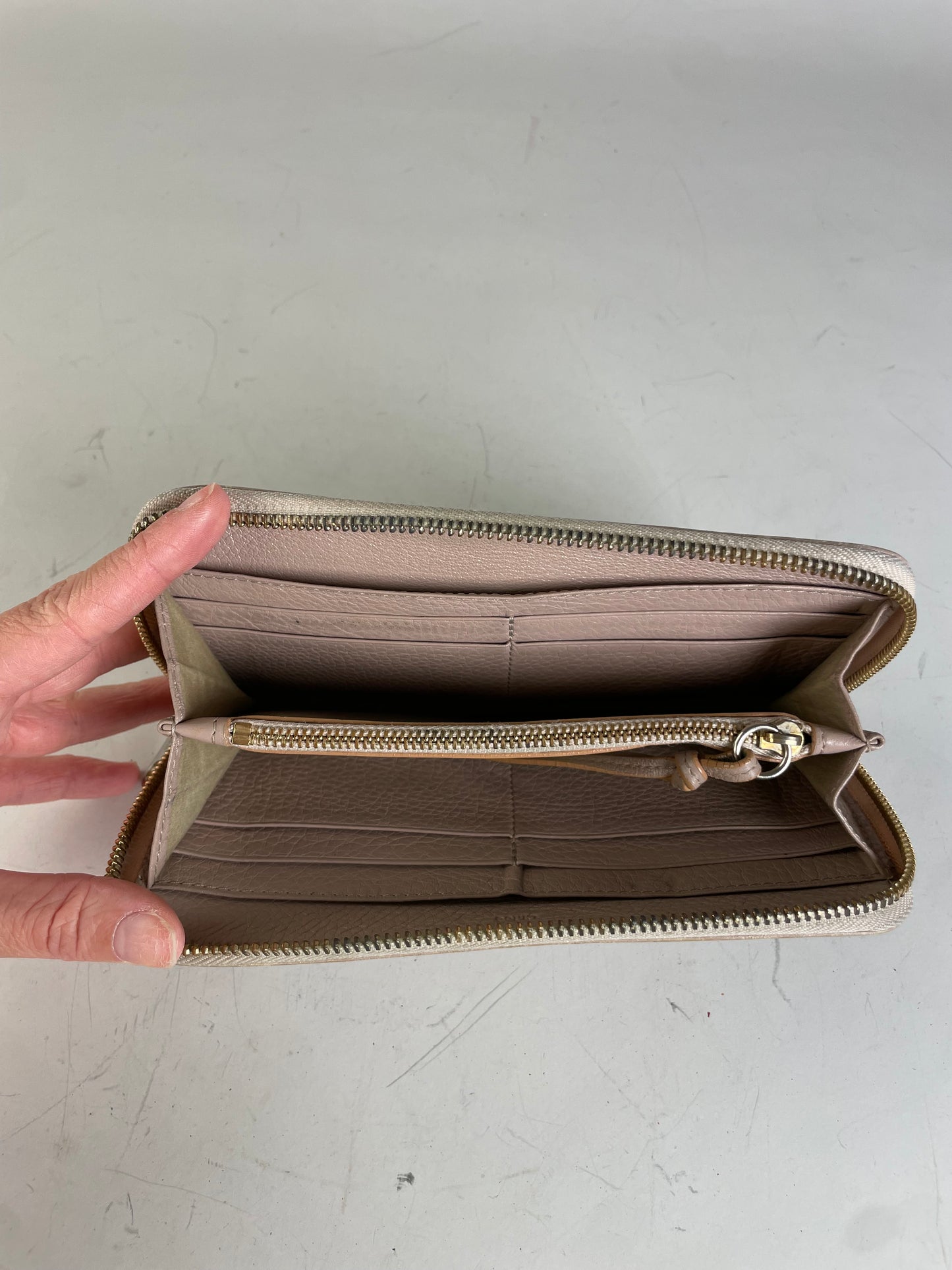 Vintage Chloe Pebbled Leather Zip Wallet Blush Pink Silver