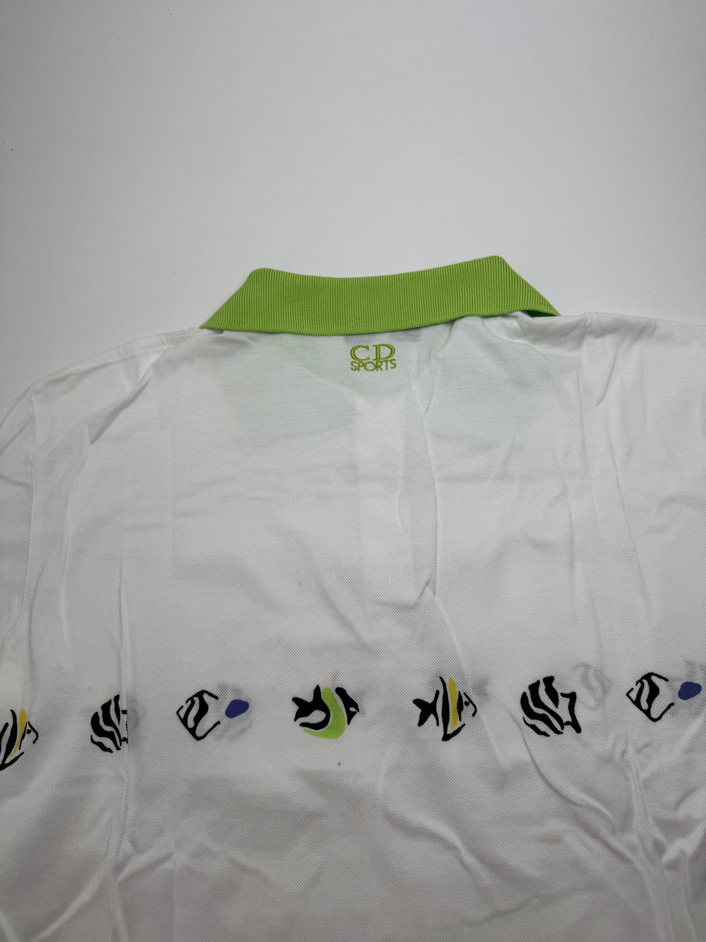 Vintage Dior Polo Shirt White Green M