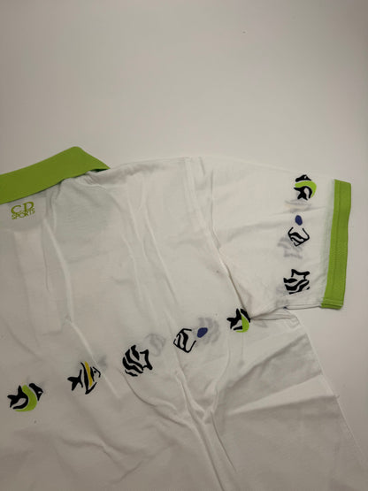 Vintage Dior Polo Shirt White Green M