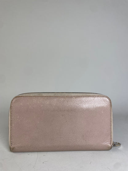 Vintage Chloe Pebbled Leather Zip Wallet Blush Pink Silver