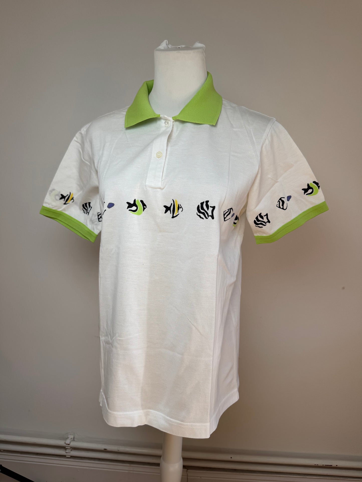 Vintage Dior Polo Shirt White Green M