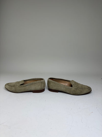 Vintage Gucci Suede Loafers Olive Green EU37