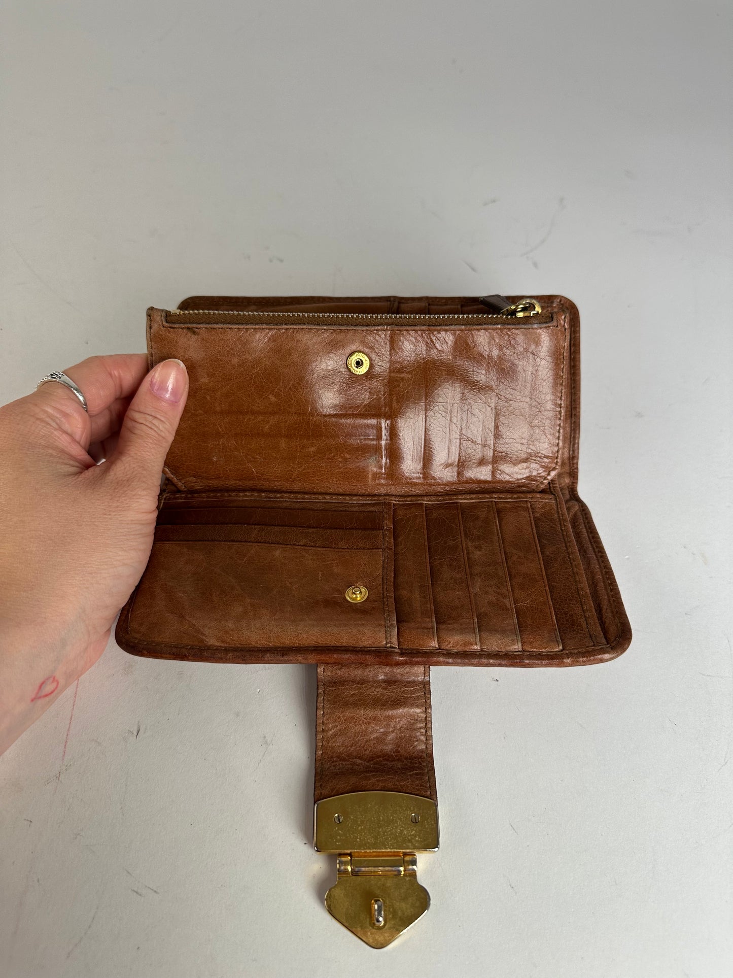 Vintage Miu Miu Matelasse Leather Long Wallet Cognac Brown