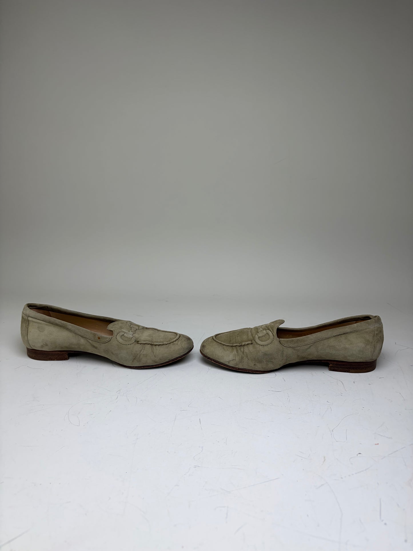 Vintage Gucci Suede Loafers Olive Green EU37
