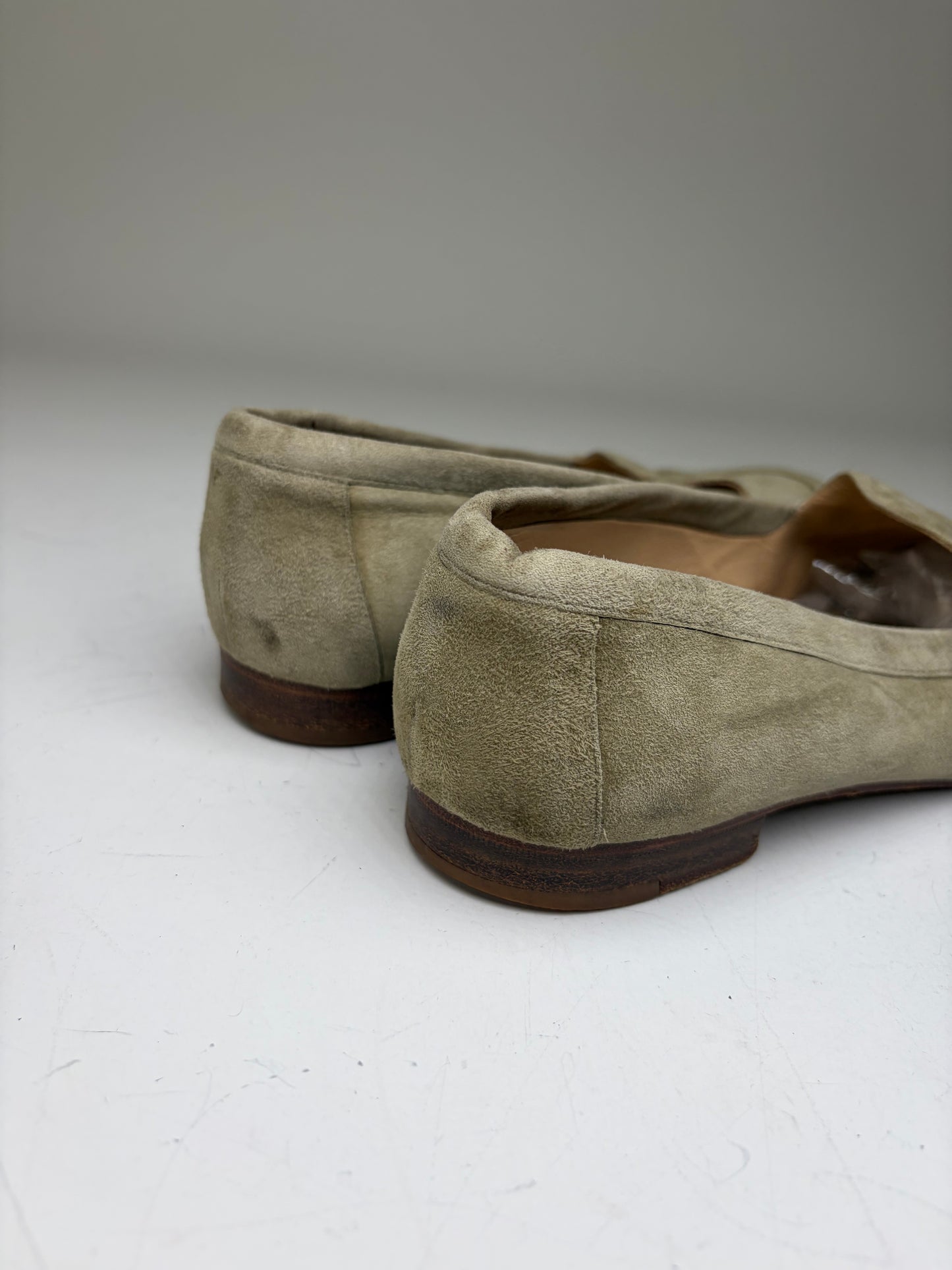 Vintage Gucci Suede Loafers Olive Green EU37