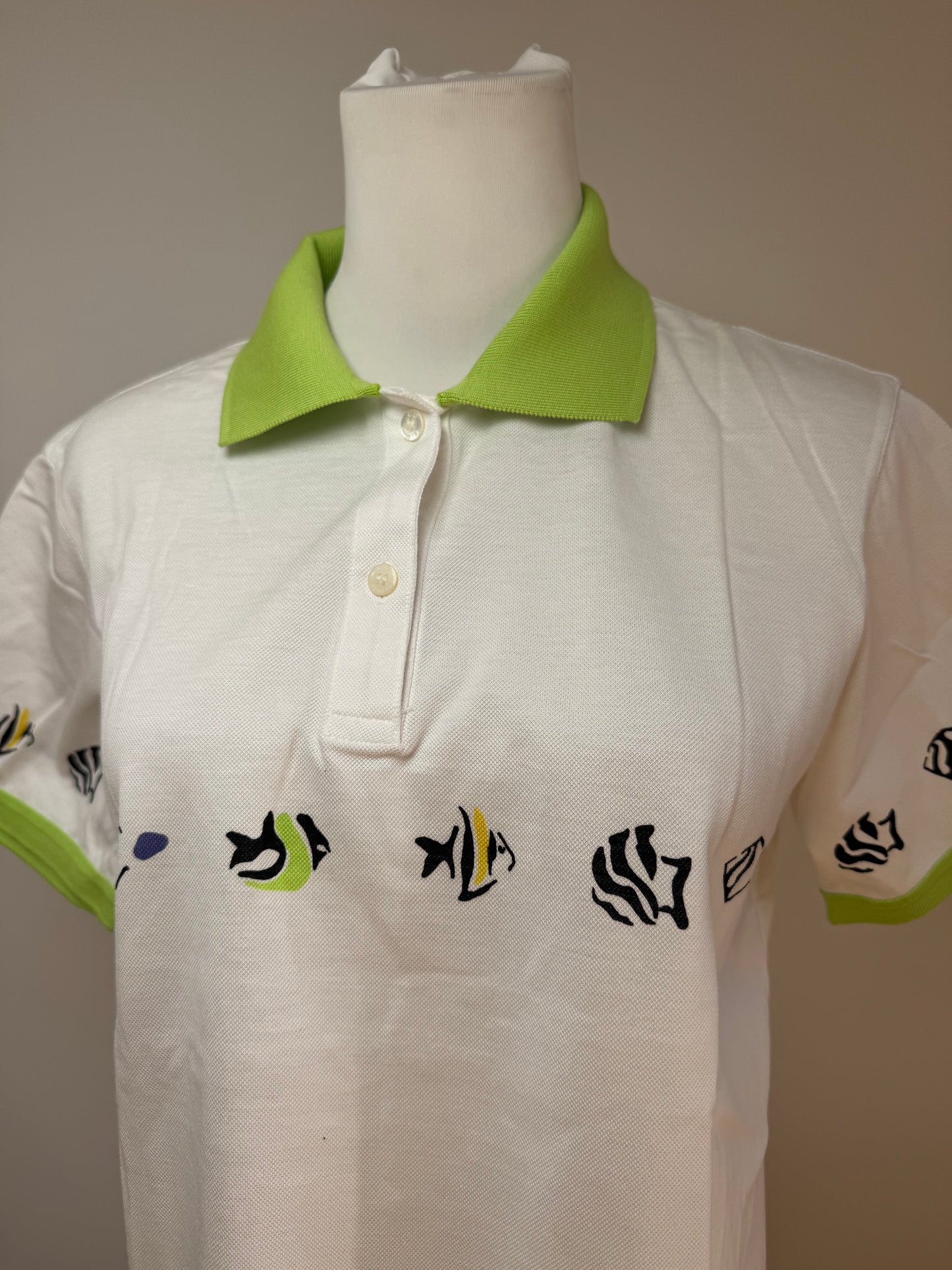 Vintage Dior Polo Shirt White Green M