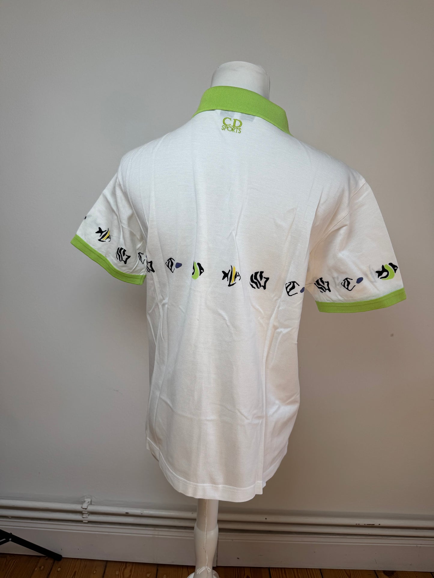 Vintage Dior Polo Shirt White Green M