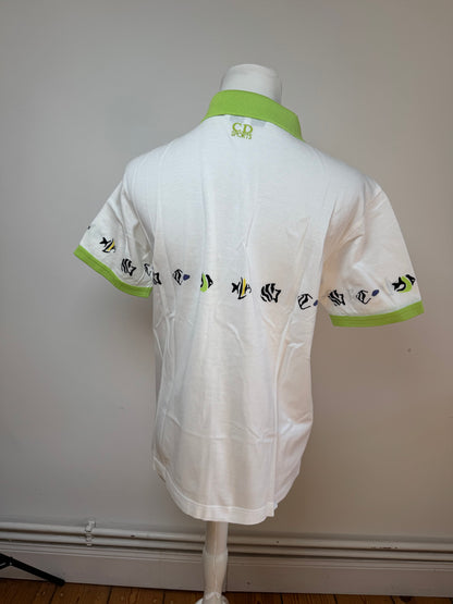 Vintage Dior Polo Shirt White Green M