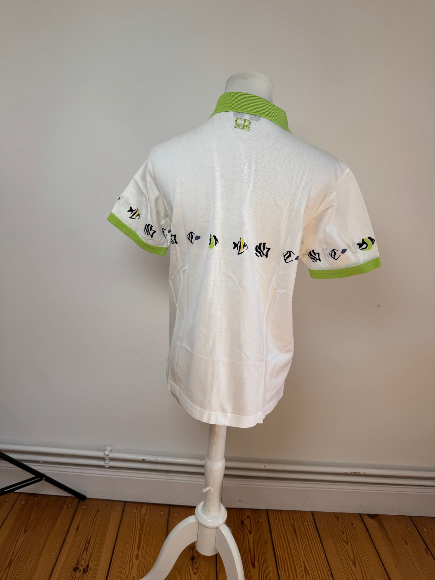 Vintage Dior Polo Shirt White Green M
