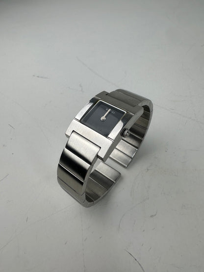 Vintage Gucci Stainless Steel Bracelet Watch Black Silver