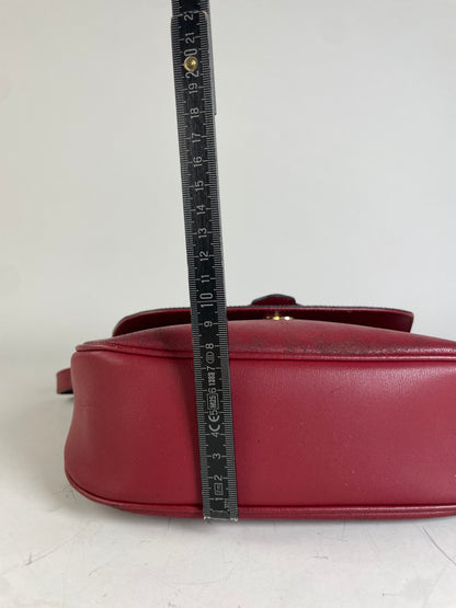 Vintage Courreges Leather Shoulder Bag Burgundy Gold-tone