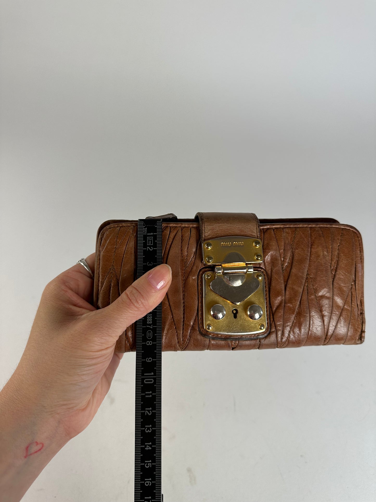 Vintage Miu Miu Matelasse Leather Long Wallet Cognac Brown