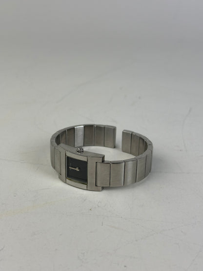 Vintage Gucci Stainless Steel Bracelet Watch Black Silver