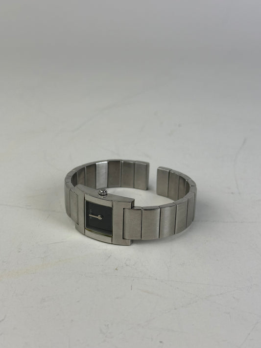 Vintage Gucci Stainless Steel Bracelet Watch Black Silver