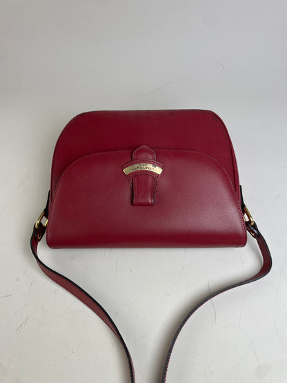 Vintage Courreges Leather Shoulder Bag Burgundy Gold-tone
