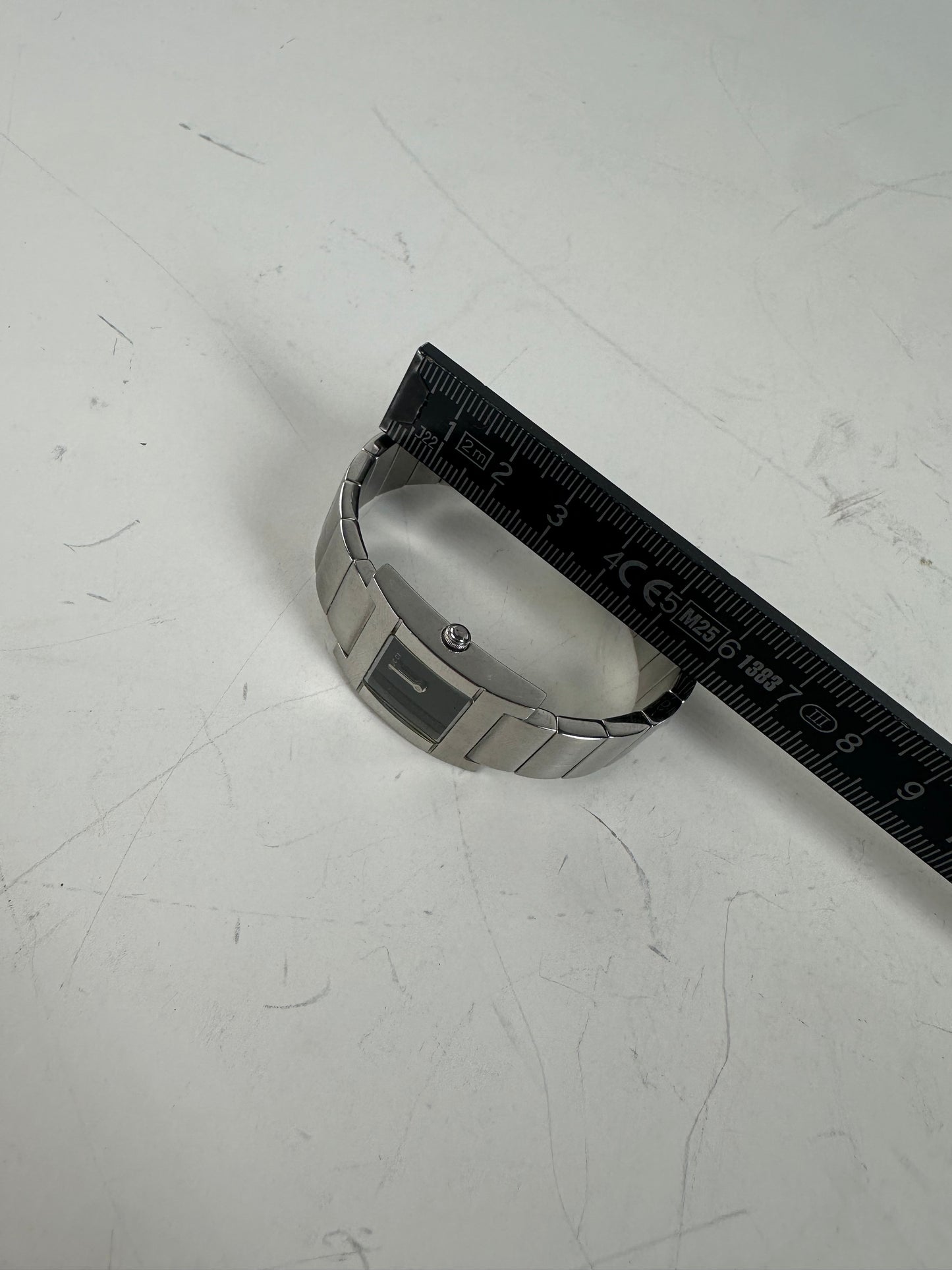 Vintage Gucci Stainless Steel Bracelet Watch Black Silver