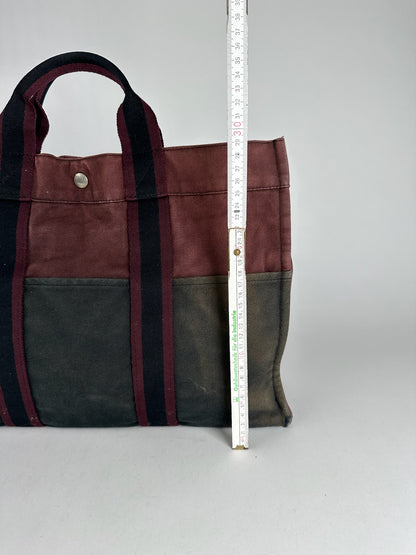 Vintage Hermes Purple Black canvas shopper