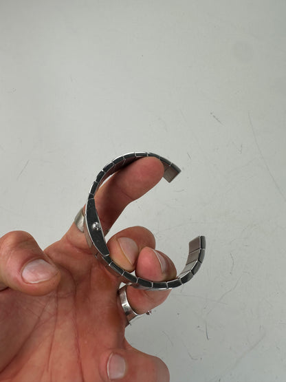 Vintage Gucci Stainless Steel Bracelet Watch Black Silver