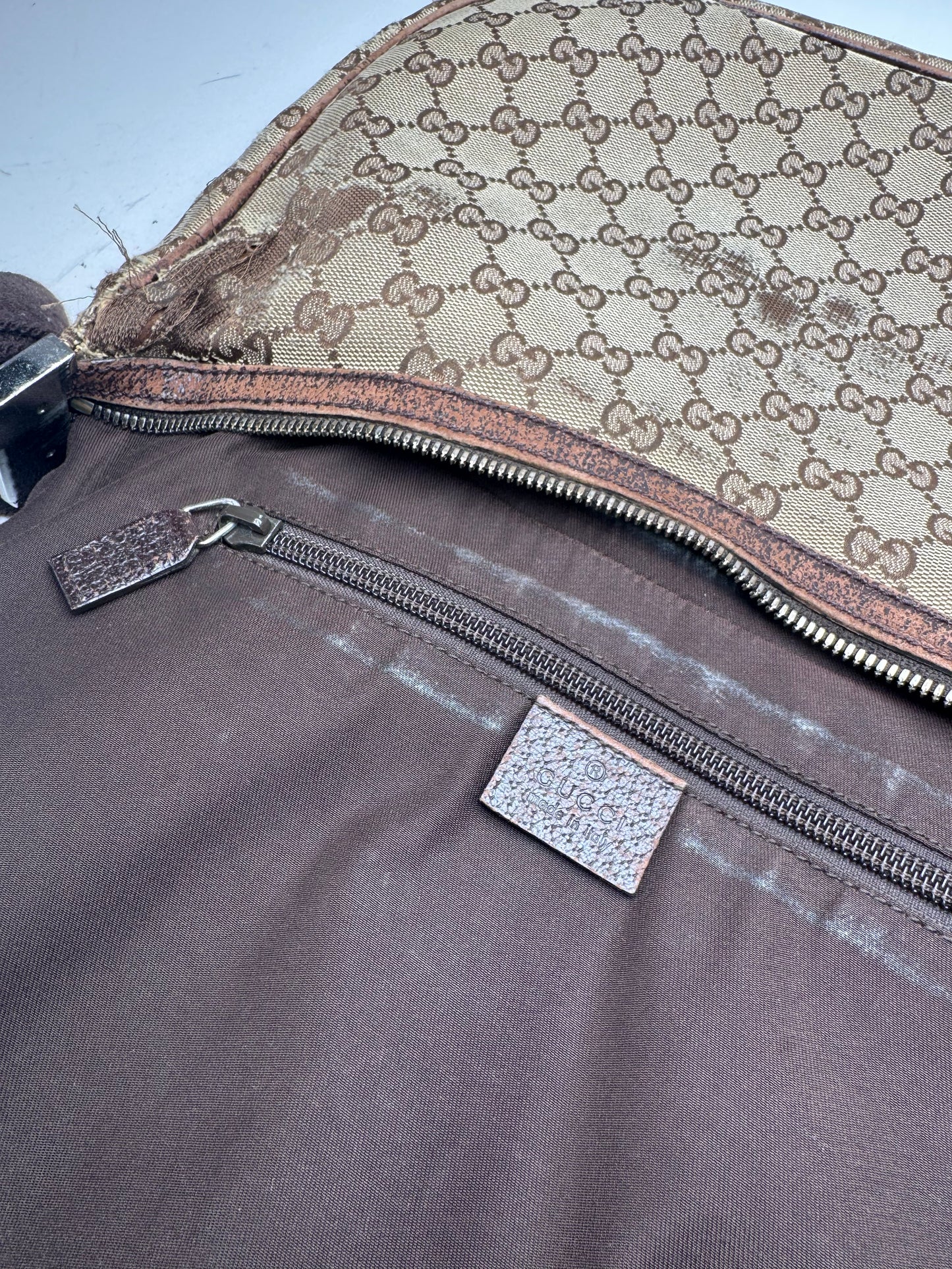 Vintage Gucci Monogram Canvas 2Way Bag Beige Brown