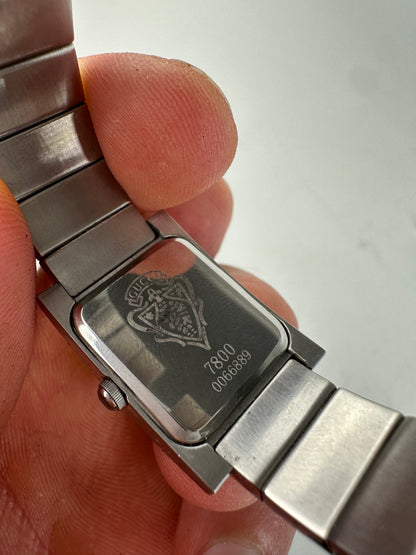 Vintage Gucci Stainless Steel Bracelet Watch Black Silver