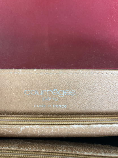 Vintage Courreges Leather Shoulder Bag Burgundy Gold-tone